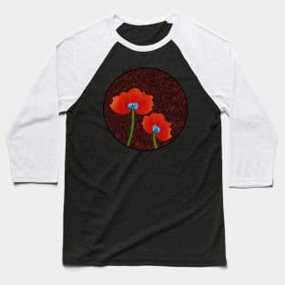 Digital Abstract of Red Poppies Back Version (MD23Mrl004) Baseball T-Shirt